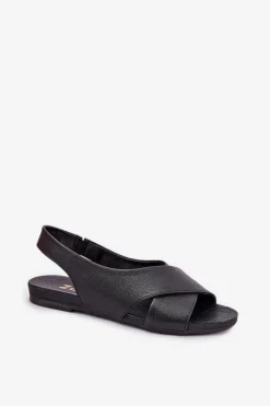 Online Zazoo 40407 Sandały Skórzane Damskie Czarne Czarny