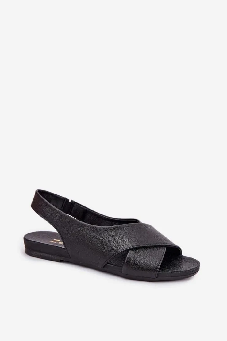 Online Zazoo 40407 Sandały Skórzane Damskie Czarne Czarny