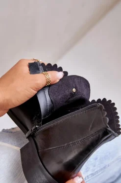 New Zazoo 2964 Skórzane Botki Na Płaskim Obcasie Czarne Czarny