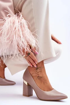 Boto Czółenka Na Słupku|Czółenka Klasyczne*Zazoo 3117 Skórzane Czółenka Beżowe Beżowy