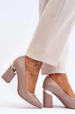 Boto Czółenka Na Słupku|Czółenka Klasyczne*Zazoo 3117 Skórzane Czółenka Beżowe Beżowy