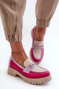 Damskie Zazoo 3475 Skórzane Damskie Mokasyny Beżowe