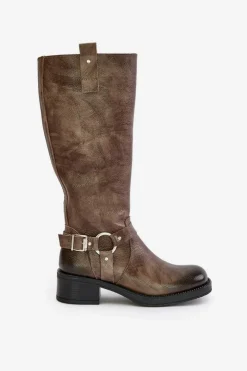 Damskie Zazoo 70141 Skórzane Kozaki Damskie Przed Kolano Brązowe