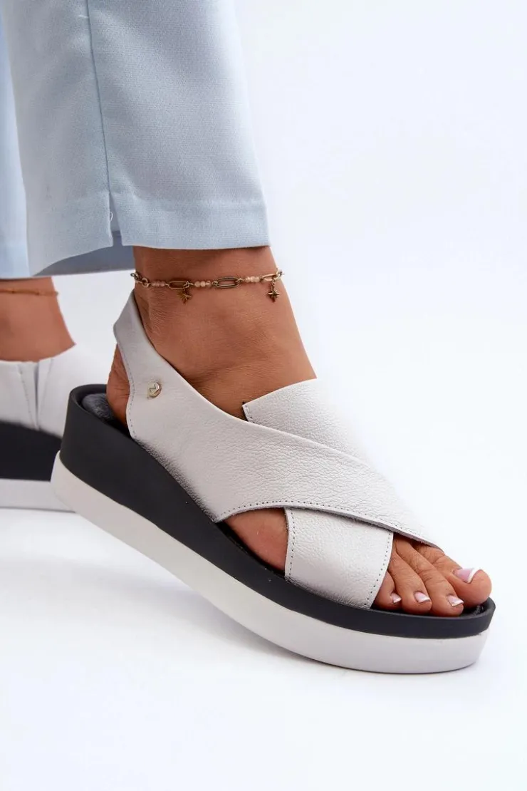 Zazoo Sandały Na Obcasie|Sandały Na Koturnie*40256 Skórzane Sandały Na Koturnie Białe Biały