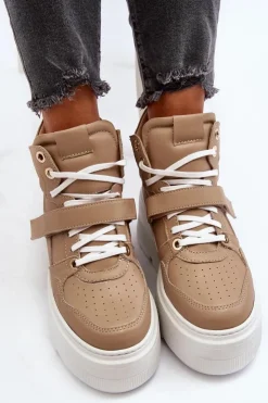 Zazoo Sneakersy Damskie*3450 Skórzane Sneakersy Damskie Beżowe Beżowy