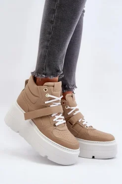 Zazoo Sneakersy Damskie*3450 Skórzane Sneakersy Damskie Beżowe Beżowy