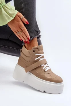 Zazoo Sneakersy Damskie*3450 Skórzane Sneakersy Damskie Beżowe Beżowy