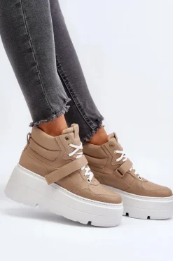 Zazoo Sneakersy Damskie*3450 Skórzane Sneakersy Damskie Beżowe Beżowy