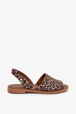Online Zazoo 40327 Skórzane Wsuwane Sandały Panterka Brązowy