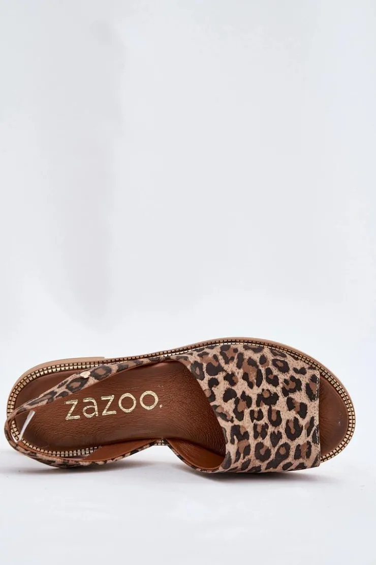 Online Zazoo 40327 Skórzane Wsuwane Sandały Panterka Brązowy