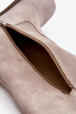 Zazoo Kozaki Wiosenne|Kozaki Płaskie*3407 Zamszowe Kozaki Do Kolana Na Płaskim Obcasie Cappuccino