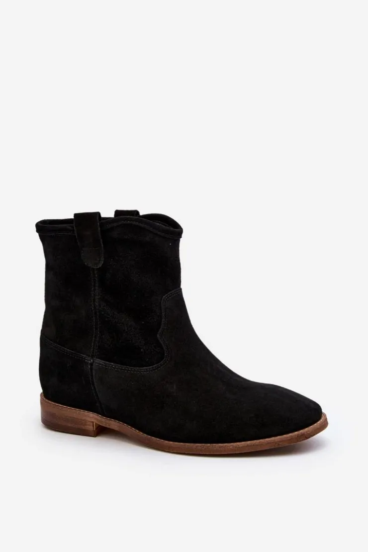 New Zazoo 2326 Zamszowe Wsuwane Botki Damskie Czarne