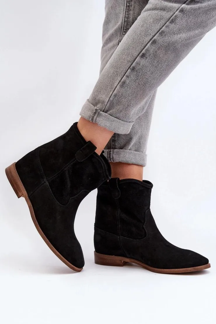 New Zazoo 2326 Zamszowe Wsuwane Botki Damskie Czarne