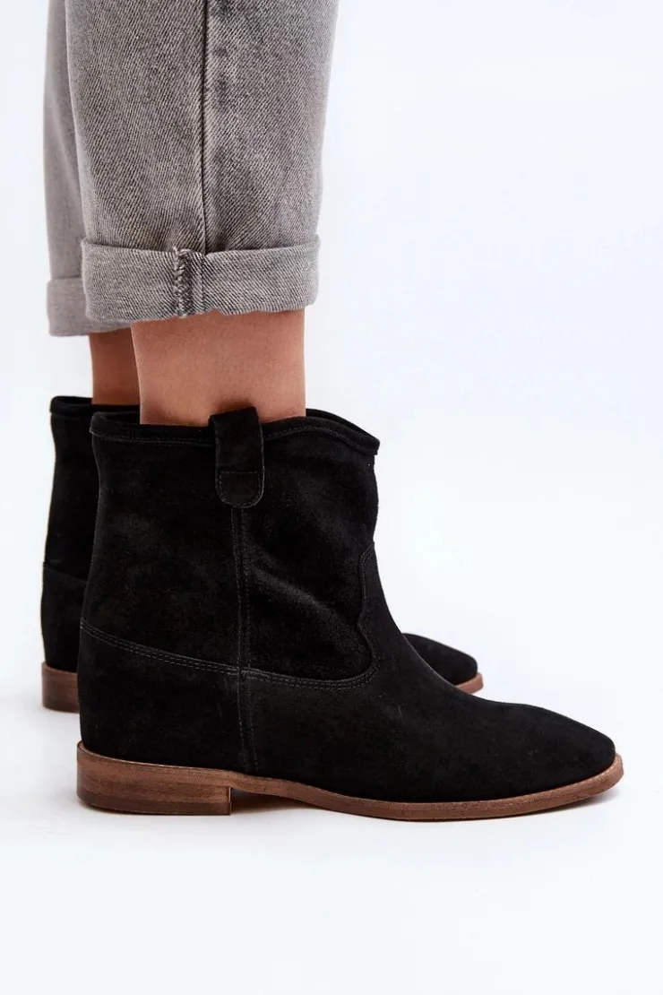 New Zazoo 2326 Zamszowe Wsuwane Botki Damskie Czarne