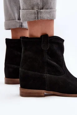 New Zazoo 2326 Zamszowe Wsuwane Botki Damskie Czarne
