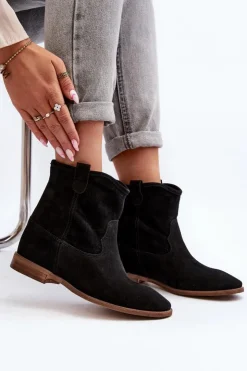 New Zazoo 2326 Zamszowe Wsuwane Botki Damskie Czarne