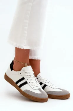 Damskie Zazoo N1068 Skórzane Niskie Sneakersy Damskie Białe