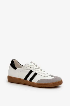 Damskie Zazoo N1068 Skórzane Niskie Sneakersy Damskie Białe