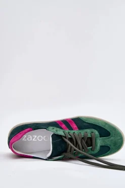 Best Zazoo N1068 Zamszowe Niskie Sneakersy Damskie Ciemnozielone Zielony