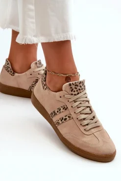 Online Zazoo N1068 Zamszowe Niskie Sneakersy Damskie Beżowe Beżowy