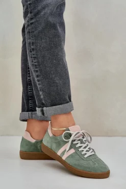 Zazoo Sneakersy Damskie*N1068 Zamszowe Niskie Sneakersy Damskie Zielone Zielony