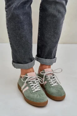 Zazoo Sneakersy Damskie*N1068 Zamszowe Niskie Sneakersy Damskie Zielone Zielony