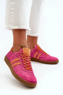 Damskie Zazoo N1068 Zamszowe Niskie Sneakersy Damskie Fuksja