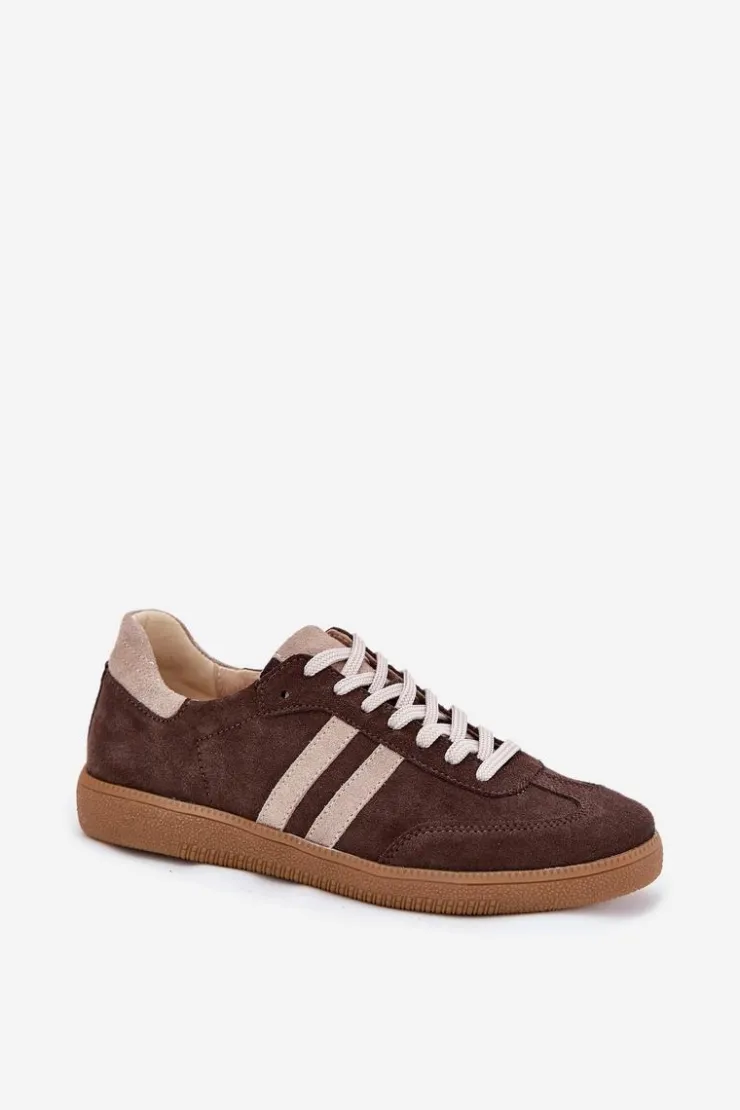 Damskie Zazoo N1068 Zamszowe Niskie Sneakersy Damskie Czekoladowe