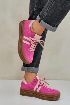 Damskie Zazoo N1068S4 Damskie Zamszowe Sneakersy Na Platformie Fuksja