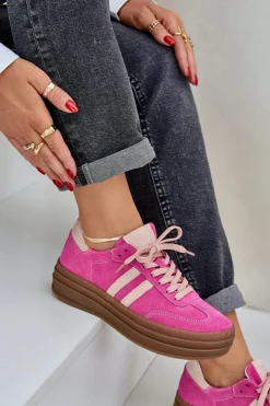 Damskie Zazoo N1068S4 Damskie Zamszowe Sneakersy Na Platformie Fuksja