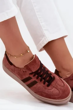 Damskie Zazoo N1068S2 Damskie Zamszowe Sneakersy Na Platformie Brązowe