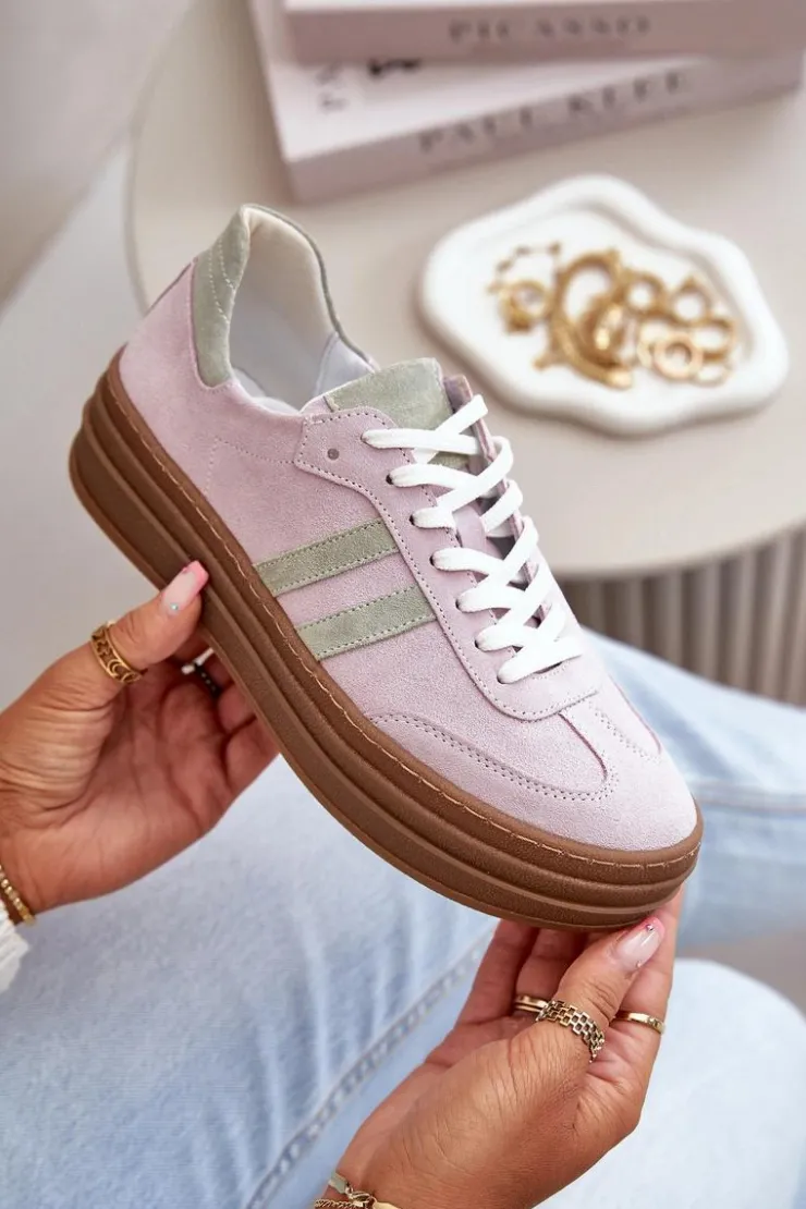 Damskie Zazoo N1068S4 Damskie Zamszowe Sneakersy Na Platformie Fioletowe