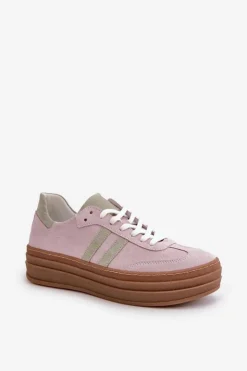 Damskie Zazoo N1068S4 Damskie Zamszowe Sneakersy Na Platformie Fioletowe