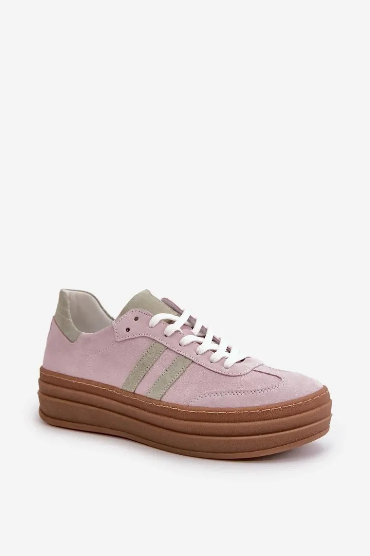 Damskie Zazoo N1068S4 Damskie Zamszowe Sneakersy Na Platformie Fioletowe