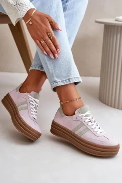 Damskie Zazoo N1068S4 Damskie Zamszowe Sneakersy Na Platformie Fioletowe