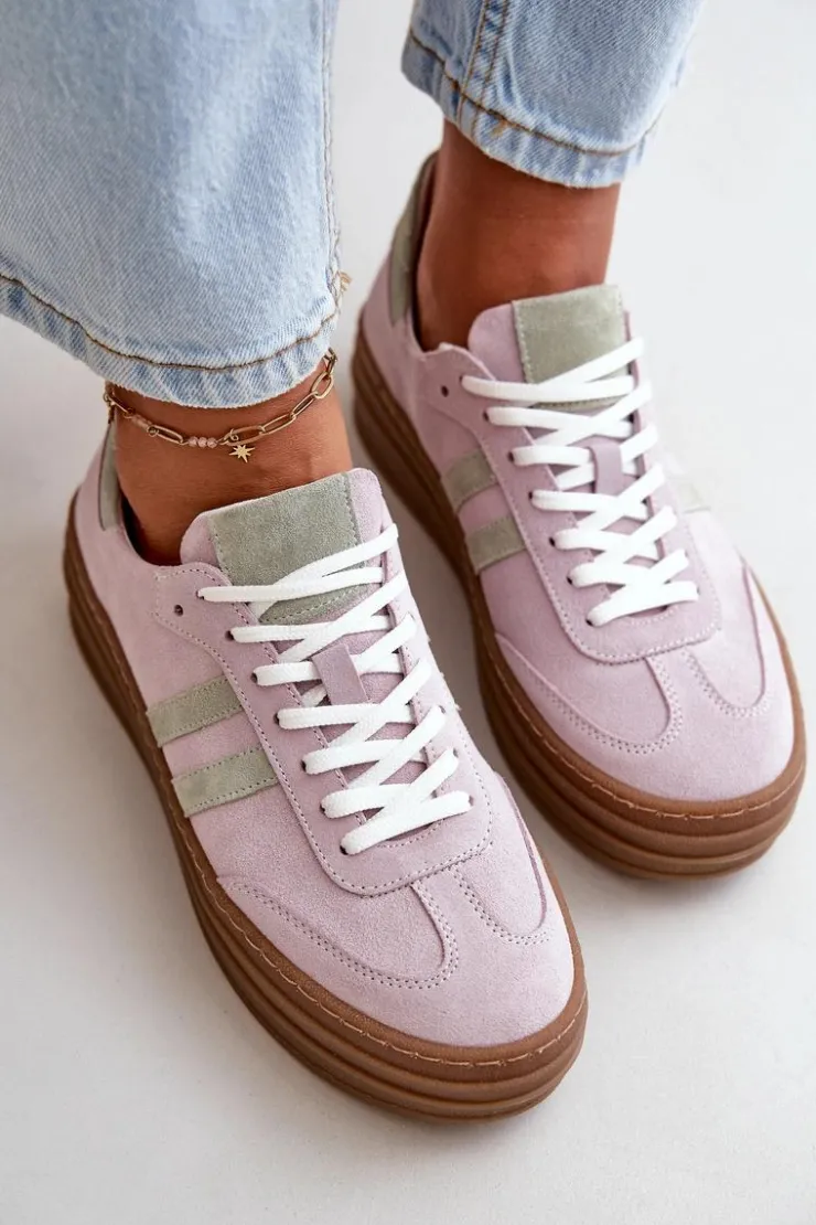 Damskie Zazoo N1068S4 Damskie Zamszowe Sneakersy Na Platformie Fioletowe