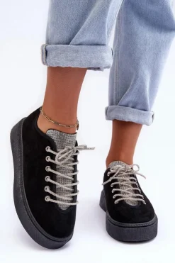 Sale Boto Zdobione Dżetami Buty Sportowe Damskie Czarne Ecea