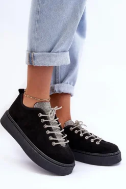 Sale Boto Zdobione Dżetami Buty Sportowe Damskie Czarne Ecea