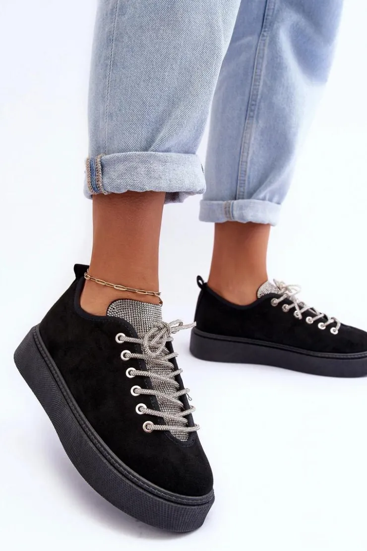 Sale Boto Zdobione Dżetami Buty Sportowe Damskie Czarne Ecea