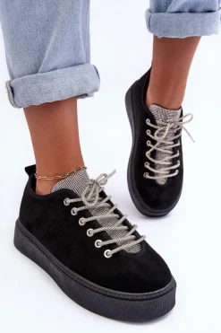 Sale Boto Zdobione Dżetami Buty Sportowe Damskie Czarne Ecea