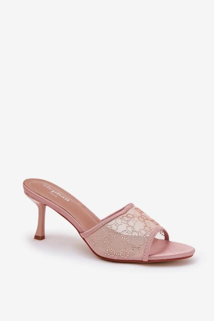 Damskie Boto Zdobione Klapki Na Szpilce Szampańskie Ennoriel