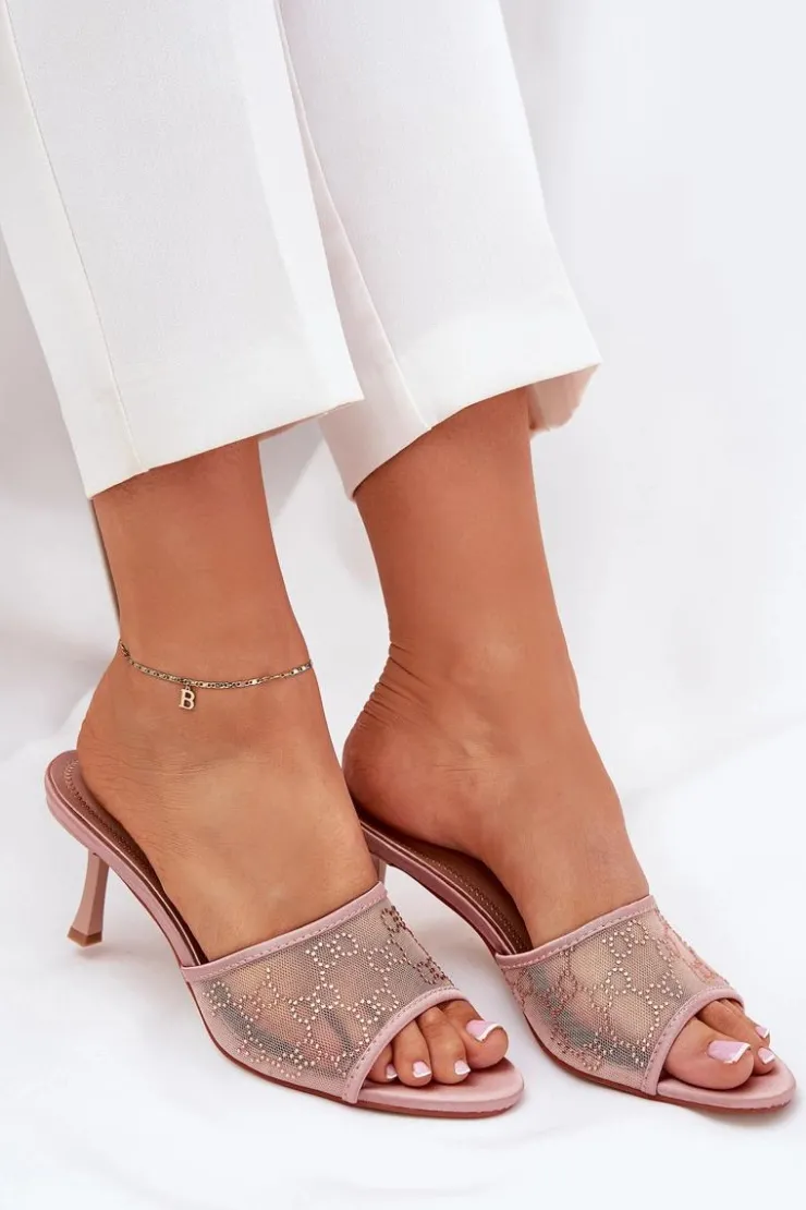 Damskie Boto Zdobione Klapki Na Szpilce Szampańskie Ennoriel