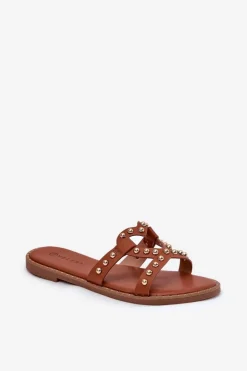 Damskie Boto Zdobione Płaskie Klapki Damskie Camel Adivrae