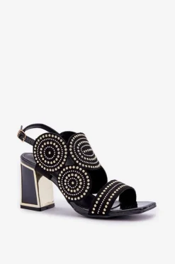 Boto Sandały Na Obcasie*Zdobione Sandały Na Słupku Czarne Delariona