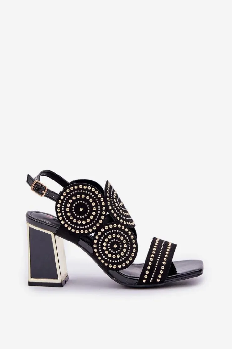 Boto Sandały Na Obcasie*Zdobione Sandały Na Słupku Czarne Delariona