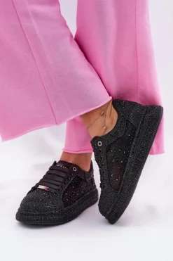 Damskie GOE Zdobione Sneakersy Na Platformie NN2N4021 Czarne