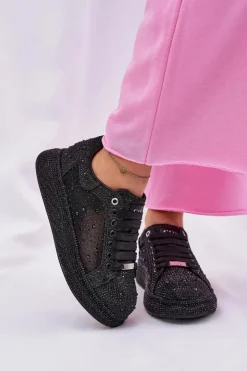 Damskie GOE Zdobione Sneakersy Na Platformie NN2N4021 Czarne