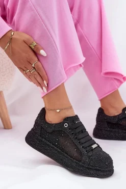 Damskie GOE Zdobione Sneakersy Na Platformie NN2N4021 Czarne