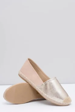 Boto Czarne Espadryle*Złote Damskie Wsuwane Espadryle Paoli