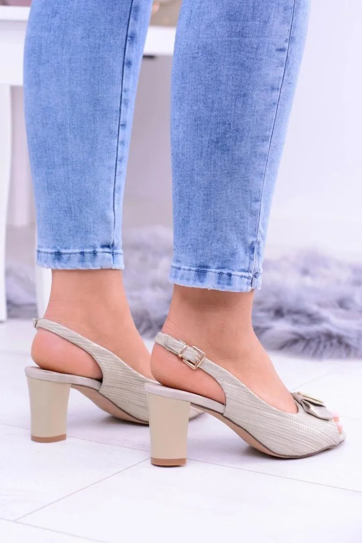 Boto Sandały Na Obcasie*Złote Sandały na Słupku Maresgo